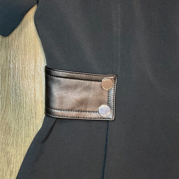 Michael Kors Snap Waist Dress Lamb Leather Loops Lined‎ Black Size 6 - Picture 2 of 10